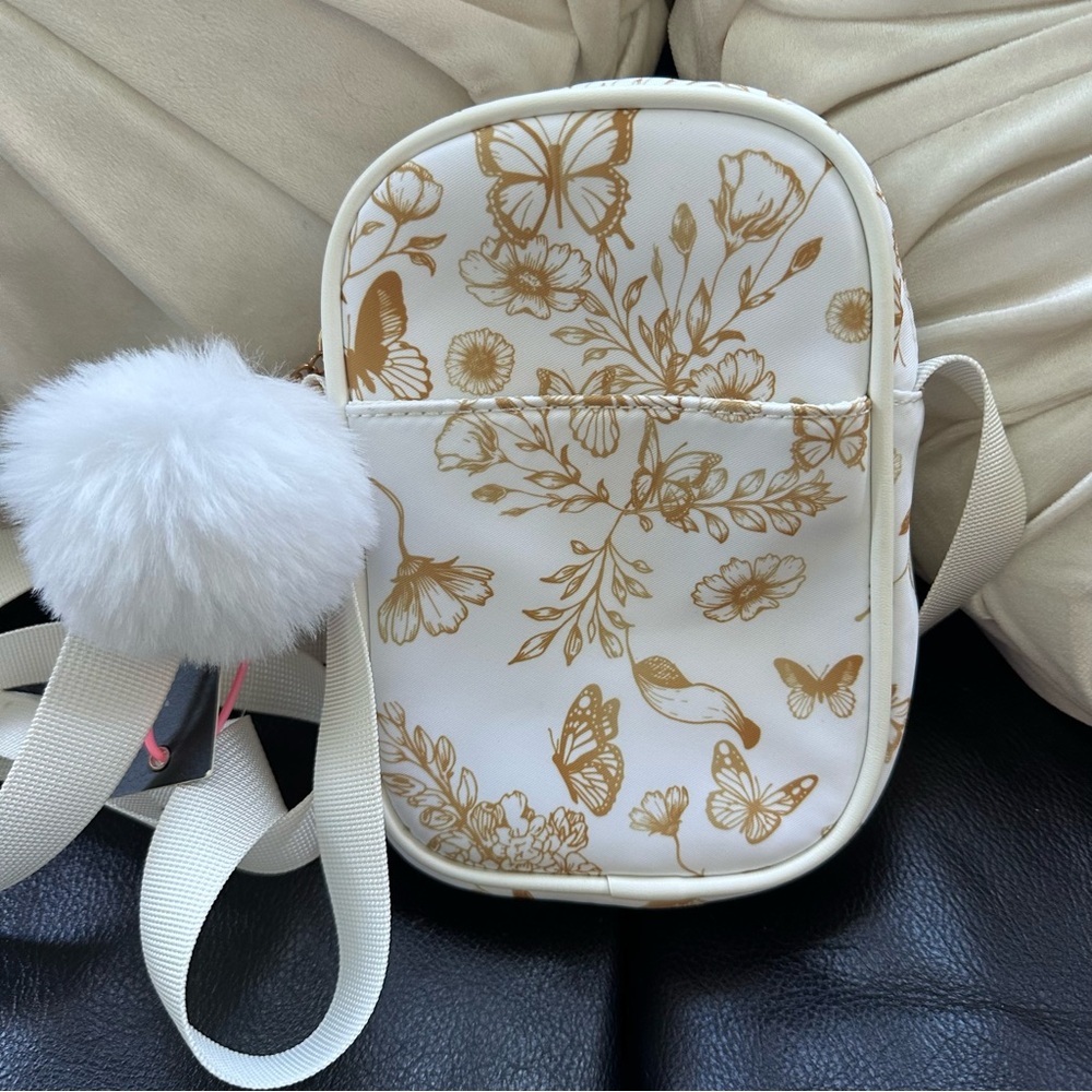 Golden Brown Butterflies and Floral Crossbody Bag Like Dreams: NWT